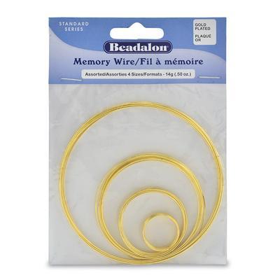 4 Assorted Sizes of Gold Round Bracelet Memory Wire - Goody Beads