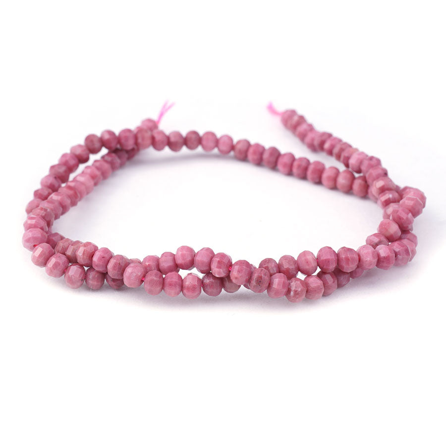 Wood Rhodonite 4mm Lantern Faceted A Grade - 15-16 Inch - Goody Beads