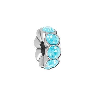 Blue Zircon Rhinestone Rondelle Bead for 2mm Leather - Goody Beads