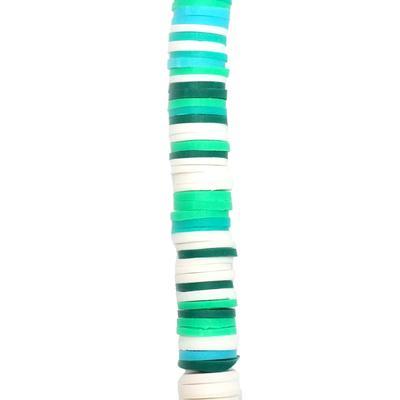 8mm Vinyl/Vulcanite Heishi Beads – Mixed Colors (Green)