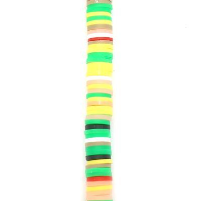 6mm Vinyl/Vulcanite Heishi Beads – Mixed Colors (Orange Green)