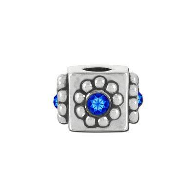 Sapphire Rhinestone Cube Bead for 2mm Leather - Goody Beads