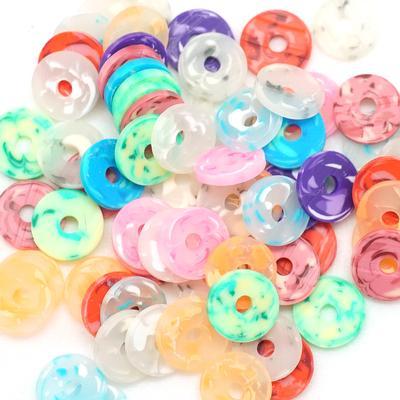 8mm Vinyl/Vulcanite Heishi Beads – Mixed Colors (Rainbow Flower)