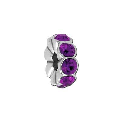 Amethyst Rhinestone Rondelle Bead for 2mm Leather - Goody Beads