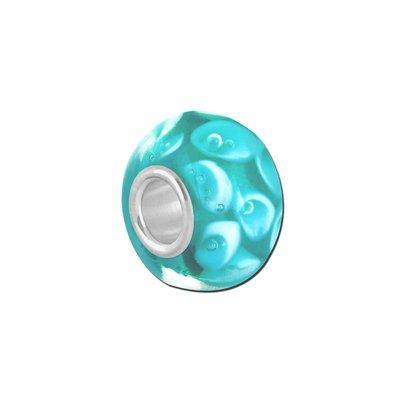 Petite Turquoise Space Dots Lampwork Glass Bead - Interchangeable - Goody Beads