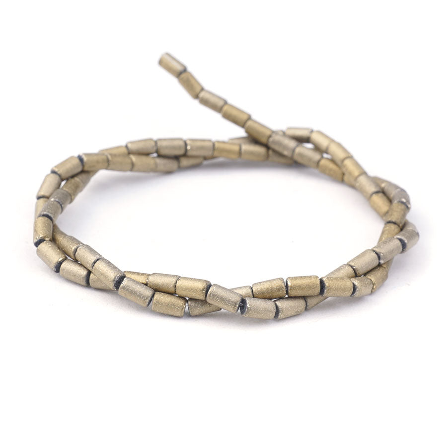5mm Metallic Gold Matte Glass Tube Beads - Goody Beads