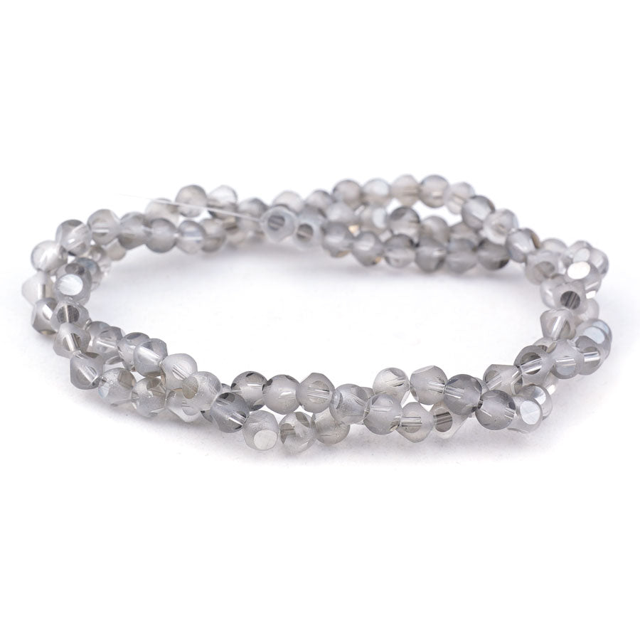 4mm Grey Matte Round 6 Dot Glass Beads - Goody Beads