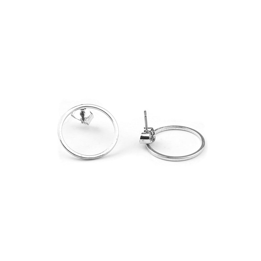 15mm Silver Hoop Post Earrings - Goody Beads