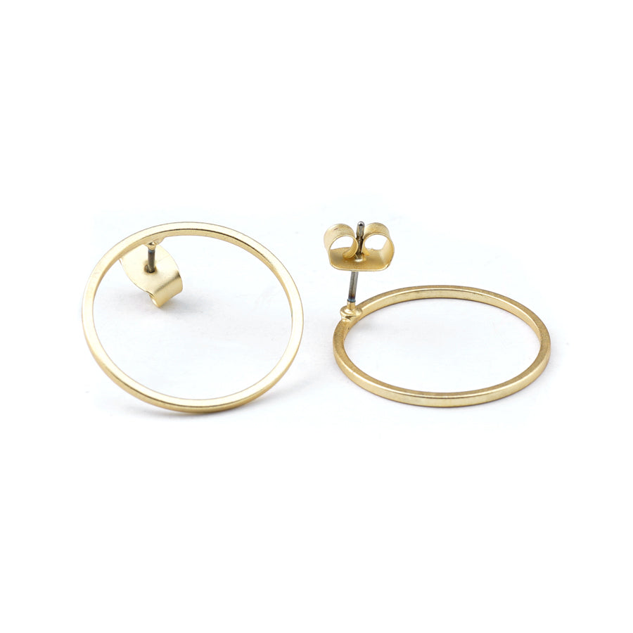 21mm Satin Hamilton Gold Hoop Post Earrings - Goody Beads