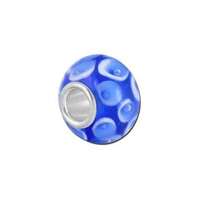 Petite Blue Space Dots Lampwork Glass Bead - Interchangeable - Goody Beads