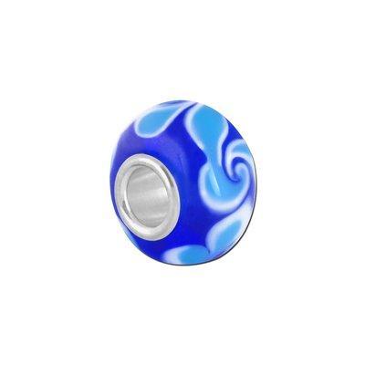 Petite Blue with Swirls Lampwork Glass Bead - Interchangeable - Goody Beads