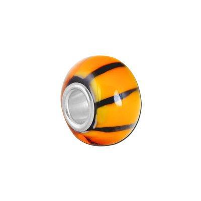 Petite Amber and Black Tiger Stripe Lampwork Glass Bead - Interchangeable - Goody Beads