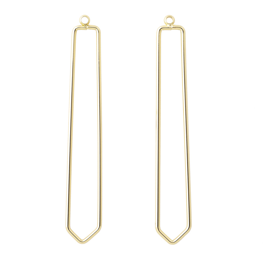 64x10mm Elongated Kite Shaped Pendant/Component in Gold Plated Brass from the Geo Collection (1 Pair)