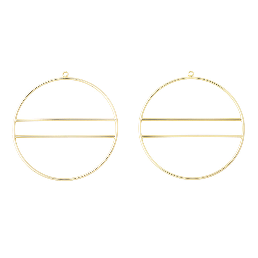 50mm Large Hoop With Interior Bar Pendant/Component in Gold Plated Brass from the Geo Collection (1 Pair)