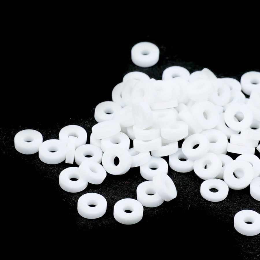 4mm Vinyl/Vulcanite Heishi Beads – White - Goody Beads