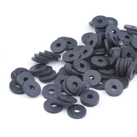 8mm Vinyl/Vulcanite Heishi Beads – Black - Goody Beads