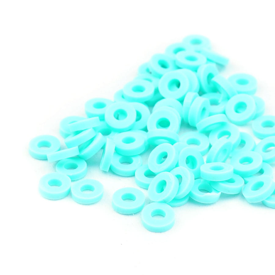 4mm Vinyl/Vulcanite Heishi Beads – Light Teal - Goody Beads