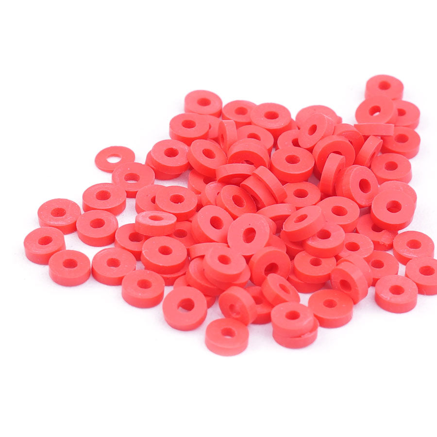 4mm Vinyl/Vulcanite Heishi Beads – Red - Goody Beads