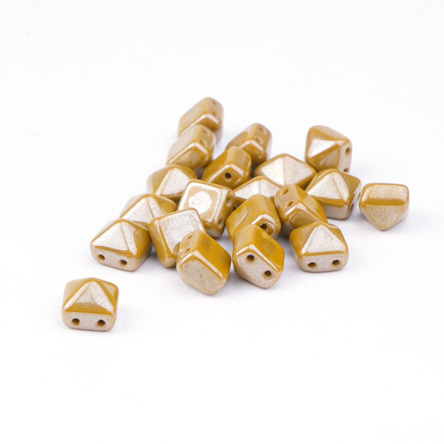 8mm Two Hole Stud Carmel with Luster Finish Czech Glass Beads - Goody Beads