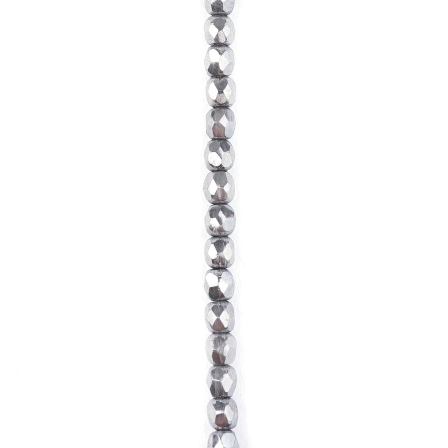 3mm Aged Silver Luster Round Faceted Czech Glass Beads from Raven's Journey - Goody Beads