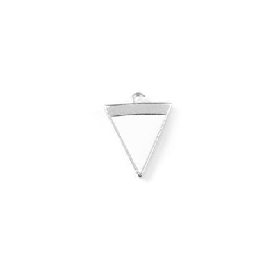 20mm White Enamel Silver Plated Triangle Charm - Goody Beads