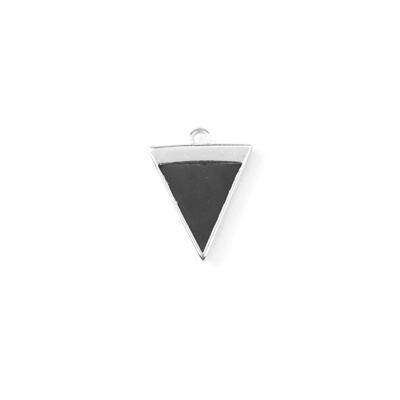 20mm Black Enamel Silver Plated Triangle Charm - Goody Beads