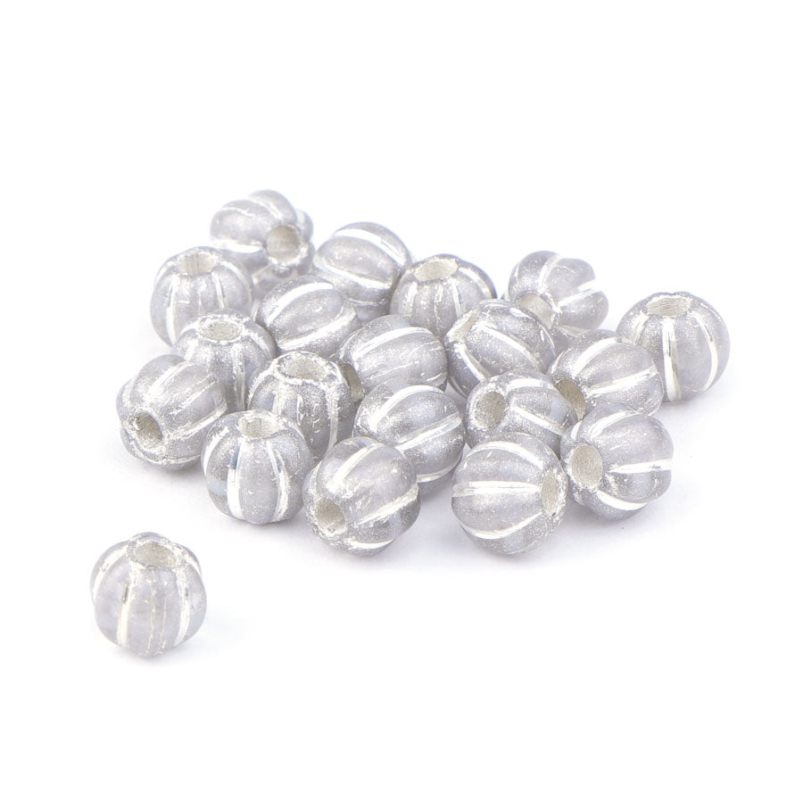 8mm Melon Transparent with Silver Finish Large Hole Czech Glass Beads - Goody Beads