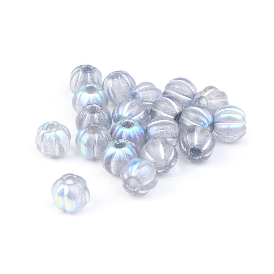 8mm Melon Transparent with Silver Wash and Ab Finish Large Hole Czech Glass Beads - Goody Beads