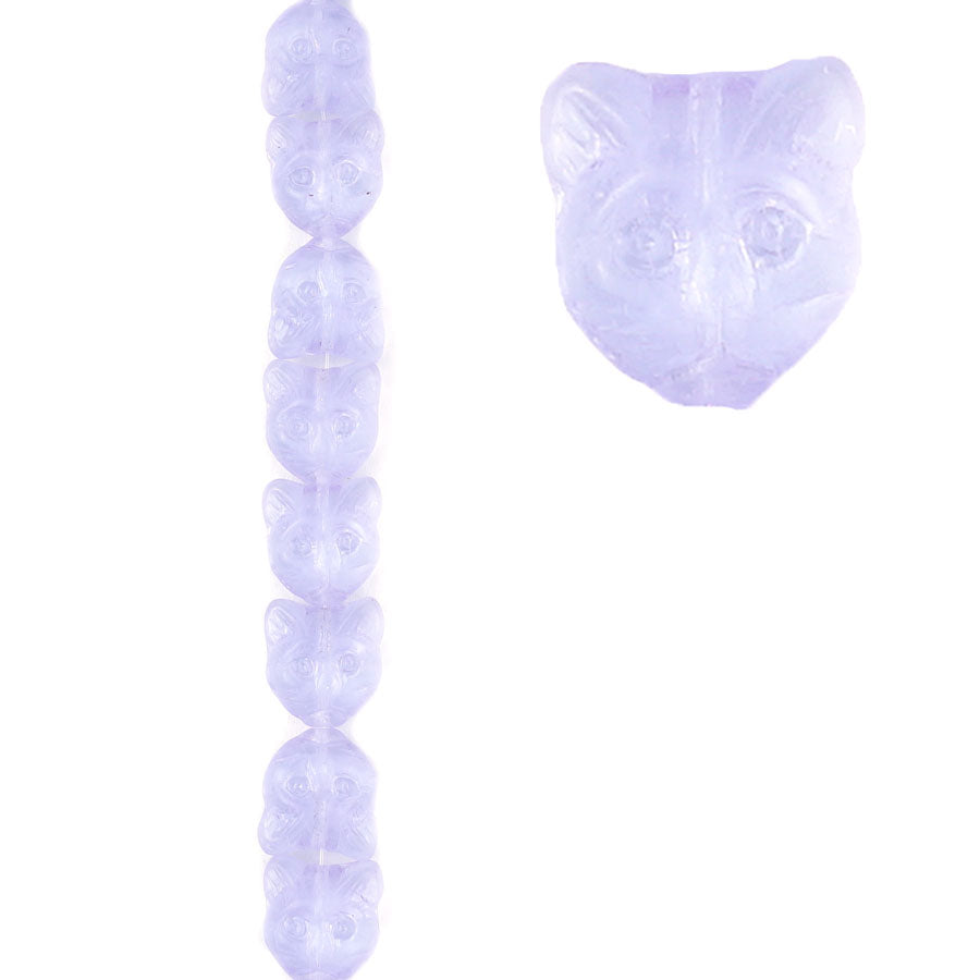 12x12mm Alexandrite Purple/Blue Transparent Cat Face Czech Glass Beads from Raven's Journey - Goody Beads