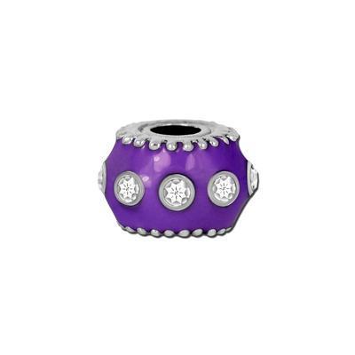 Petite Purple Enamel with Clear Crystals Bead - Interchangeable - Goody Beads