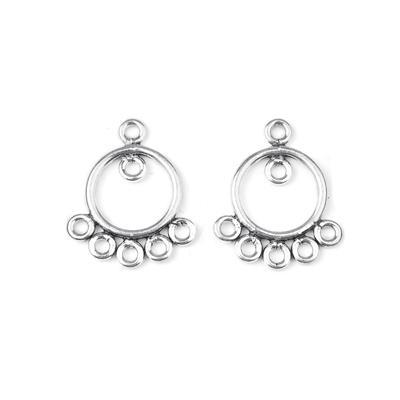 25mm Antique Silver Plated Bali Style Round Chandelier Earrings/Pendants - Goody Beads