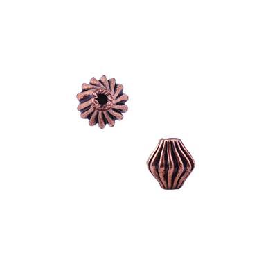 7mm Antique Copper Bali Style Fluted Bicone Beads - Goody Beads