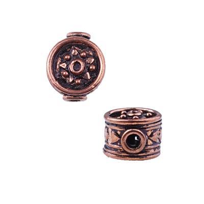 15mm Antique Copper Bali Style Ornate Drum Beads - Goody Beads