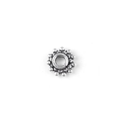10mm Antique Silver Plated Bali Style Beaded Edge Spacer Beads - Goody Beads