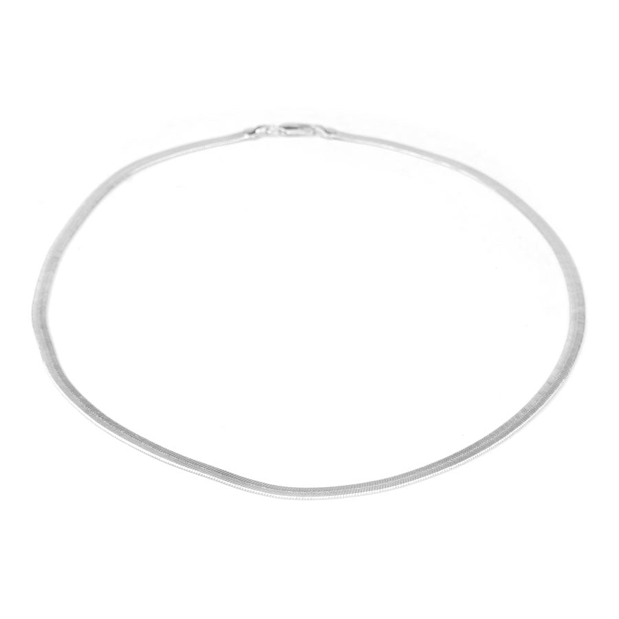 18 Inch 4mm Flat Herringbone Necklace with Clasp - Silver - Goody Beads