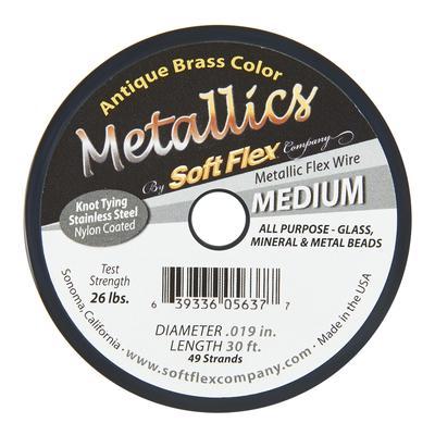 Soft Flex MEDIUM Gauge 0.019 Inch Diameter Beading Wire - Antique Brass