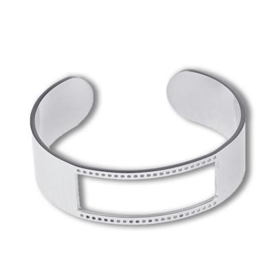 Silver-Plated Stainless Steel Beadable Wide Cuff Bracelet - Goody Beads