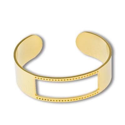 Gold-Plated Stainless Steel Beadable Wide Cuff Bracelet