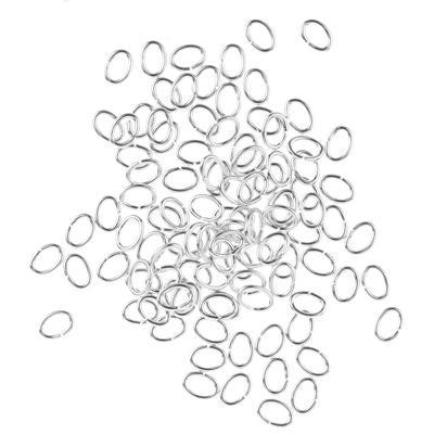 4mm Silver Plated Brass 24 Gauge Oval Jump Rings - Goody Beads