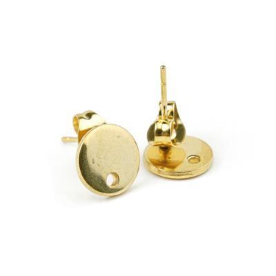 8mm Gold Plated Post Earrings - Goody Beads