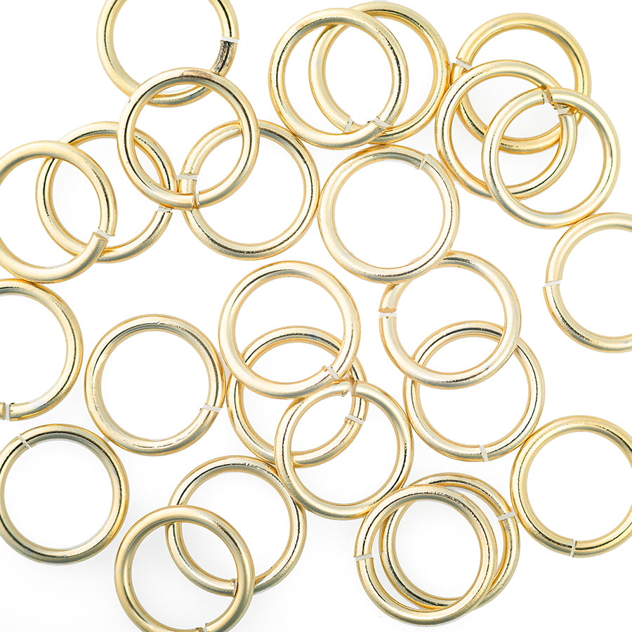 8mm Gold Plated 18 Gauge Round Jump Ring (25 Pieces)