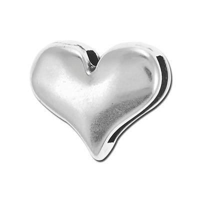 Antique Silver Heart Shaped Slider for Flat Leather - Goody Beads