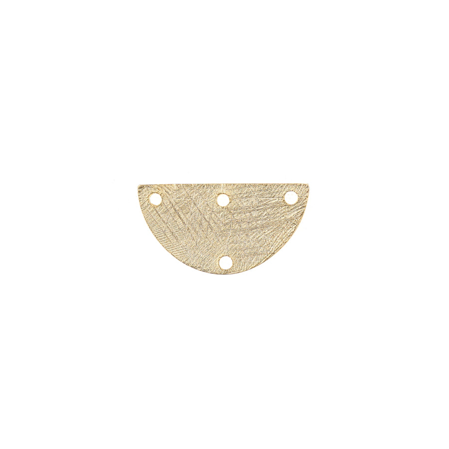 22mm Satin Gold Etched Half Circle Connector with 4 Holes - Goody Beads