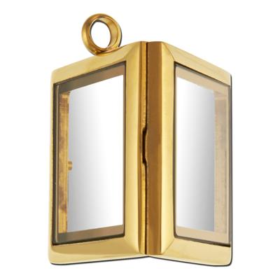 30mm Square Gold Stainless Steel Glass Locket