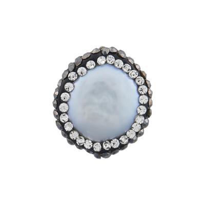 17mm Rhinestone Pave Embellished Pearl Coin Bead - Goody Beads