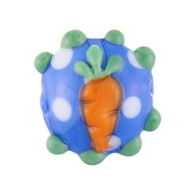 16mm Orange Carrot on Blue Lampwork Disc Beads - Goody Beads