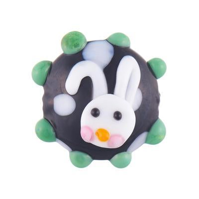 16mm Bunny on Black Lampwork Disc Beads - Goody Beads