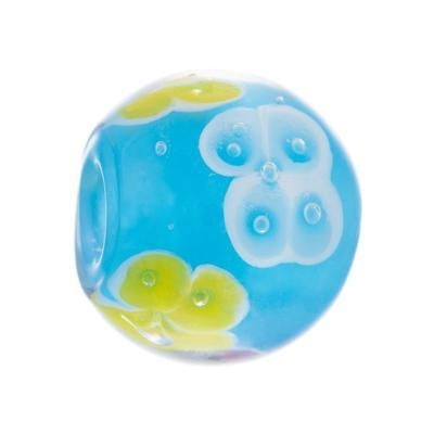 22mm Round Light Blue with Bubbles Lampwork Bead with 6mm Hole - Goody Beads