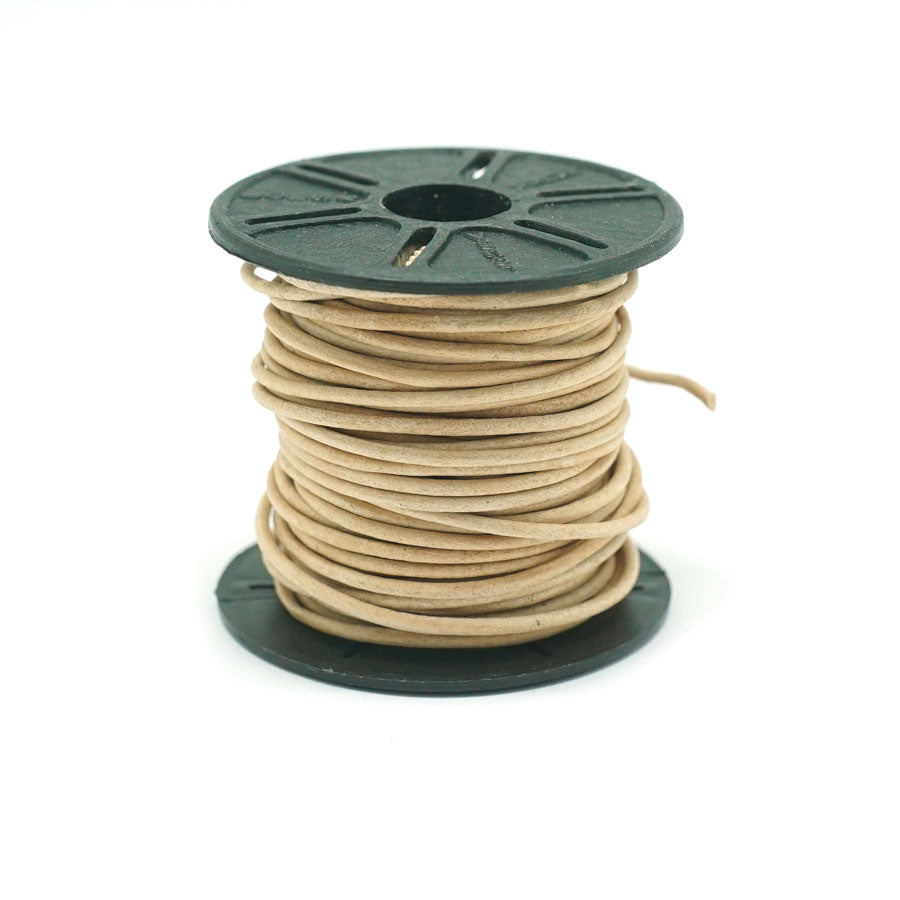 1.5mm Natural Round Leather Cord 10 Meter Spool - Goody Beads