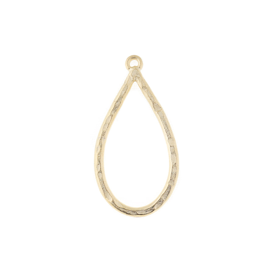 40mm Satin Gold Textured Tear Drop Pendant - Goody Beads